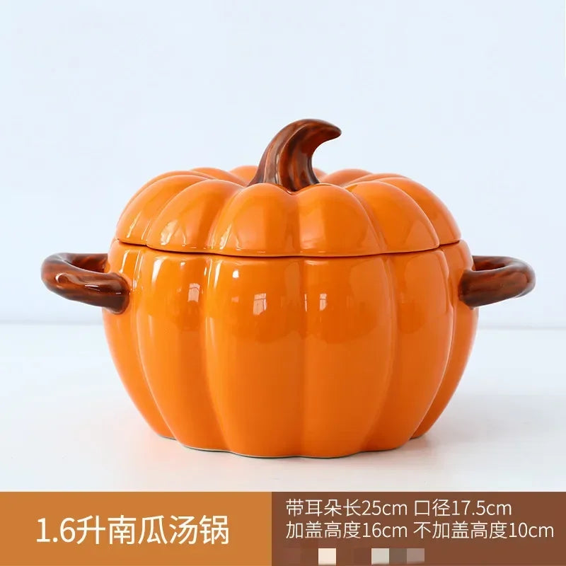 HarvestGlow™ Ceramic Pumpkin Serving Bowl