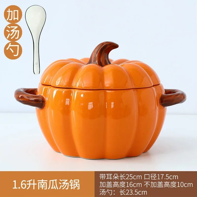 HarvestGlow™ Ceramic Pumpkin Serving Bowl