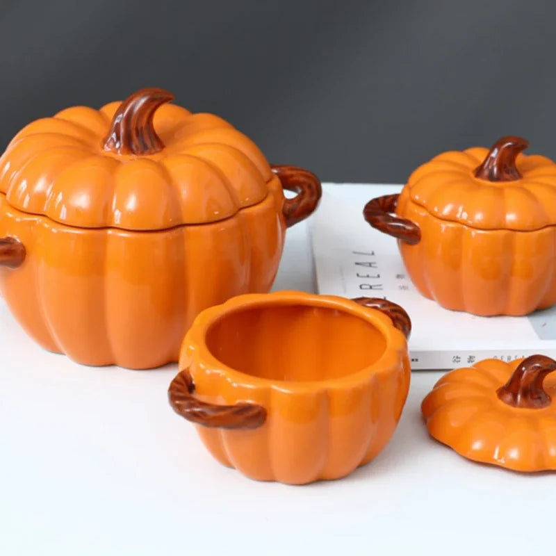 HarvestGlow™ Ceramic Pumpkin Serving Bowl