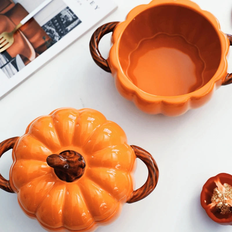 HarvestGlow™ Ceramic Pumpkin Serving Bowl