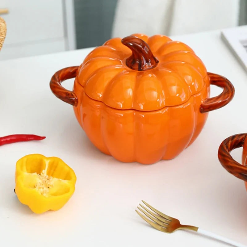 HarvestGlow™ Ceramic Pumpkin Serving Bowl