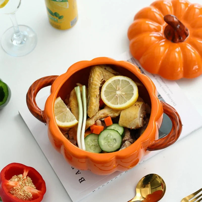 HarvestGlow™ Ceramic Pumpkin Serving Bowl