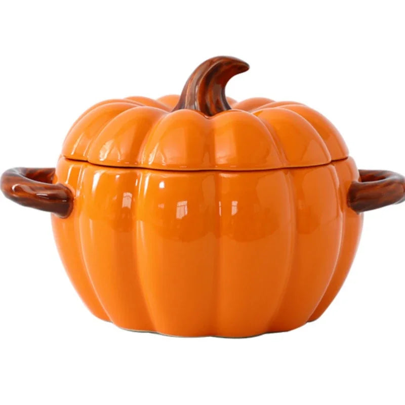 HarvestGlow™ Ceramic Pumpkin Serving Bowl